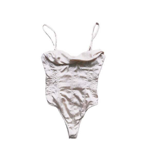 Zara Satin Bustier Corset Cami Bodysuit Cream Ivory Size Small - Picture 4 of 8
